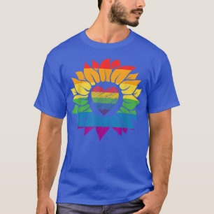 LGBT Bi Pride Proud Gay Sunflower Heart Flag LGBTQ T-Shirt
