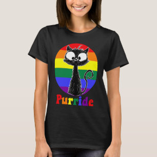 LGBT Black Cat Purride Rainbow Flag Gay Pride Cat T-Shirt