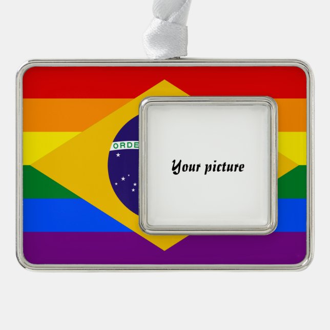 LGBT Brazil Silver Plated Framed Ornament (Front)