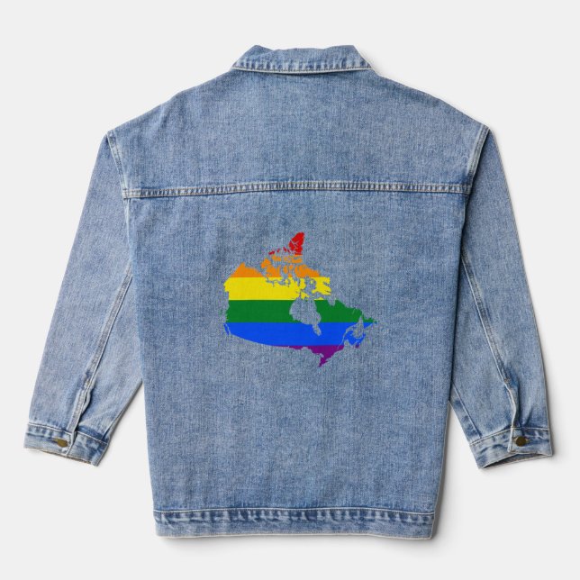 LGBT Canadian pride map  Denim Jacket (Back)