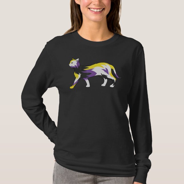 Lgbt Cat Nonbinary Flag Queer Third Gender Pride N T-Shirt (Front)
