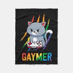Lgbt Cat Pride Shirt Rainbow Video Game Lovers Gif Fleece Blanket