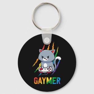 Lgbt Cat Pride Shirt Rainbow Video Game Lovers Gif Key Ring