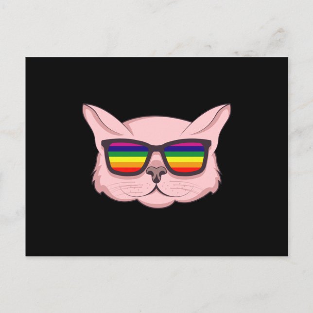 LGBT Cat With Sunglasses LGBT Pride Month LGBTQ Postcard (Front)