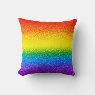 LGBT Chic Rainbow Glitter Stripes Sparkles Cushion