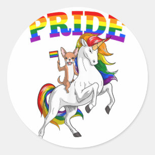 LGBT Chihuahua Dog Unicorn Gay Pride Rainbow LGBTQ Classic Round Sticker