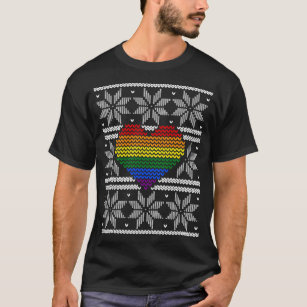 LGBT Christmas Heart Rainbow Pride Ugly Xmas Sweat T-Shirt