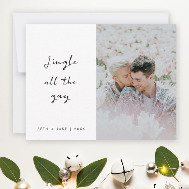 LGBT Christmas | Jingle All the Gay Minimal Photo Holiday Card (Creator Uploaded)