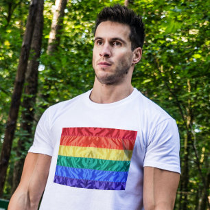 LGBT Classic Faux Silk Rainbow Flag Gay Pride Flag T-Shirt