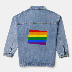 LGBT Colorado, US state flag map  Denim Jacket