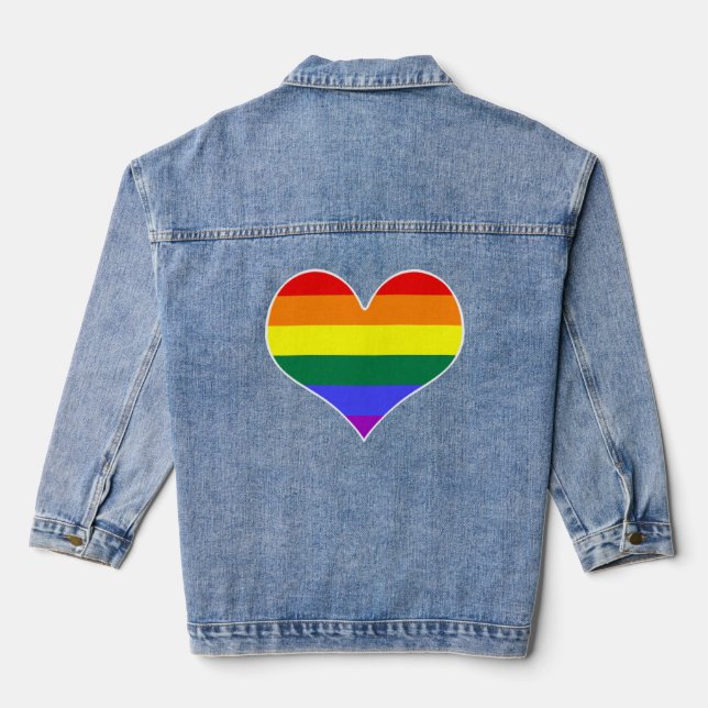 LGBT Colours Hearts  Denim Jacket (Back)