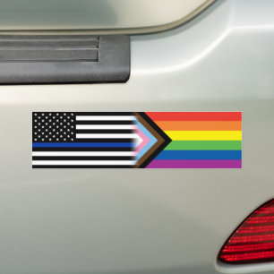LGBT Cop Law Enforcement Pride Flag Thin Blue Line Bumper Sticker