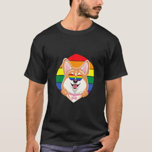 Lgbt Corgi Dog Gay Pride Rainbow Sunglasses T-Shirt