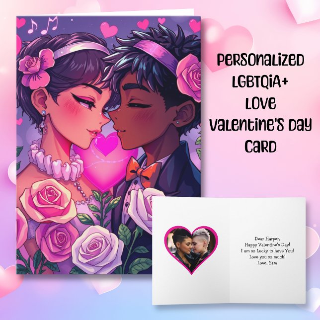 LGBT Couple Anime Personalised Valentine's Day Card (Creator Uploaded)