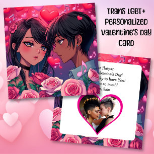 LGBT Couple Anime Personalised Valentine's Day Card