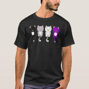 Lgbt Cute Animal Cats Ace Pride Asexuality Flag As T-Shirt
