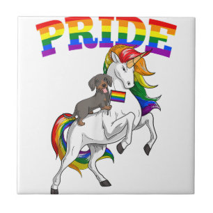LGBT Dachshund Dog Unicorn Gay Pride Rainbow LGBTQ Tile