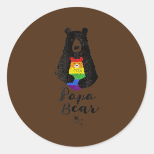 LGBT Dad Mom Papa Bear Mama Bear LGBT  Classic Round Sticker