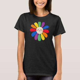 Lgbt Daisy Flower Smile Face Rainbow  Lgbt Gay Pri T-Shirt