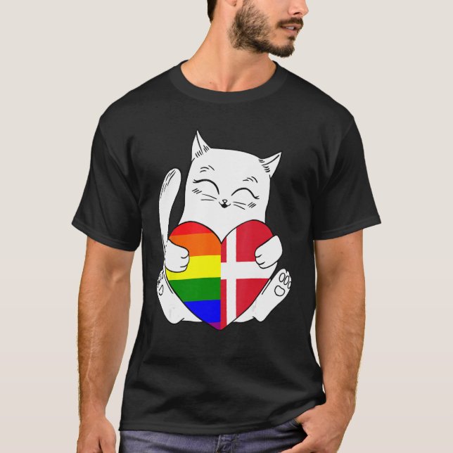 LGBT Denmark Cat Ally Animal  Pride Supporter T-Shirt (Front)