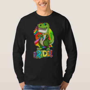 Lgbt Dinosaur Holding Rainbow Flag Gay Lesbian Lgb T-Shirt