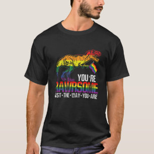 LGBT Dinosaur Rainbow Pride Flag Rawrsome Gay Prid T-Shirt