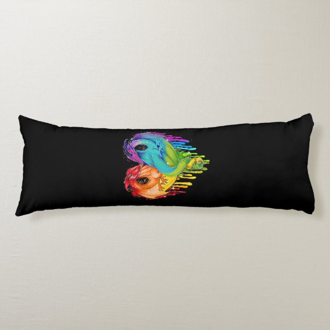 LGBT Dragon Heart Rainbow Heart Dragon LGBT Pride Body Cushion (Front)