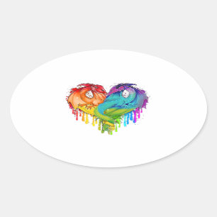 Lgbt Dragon Heart Rainbow Heart Dragon Lgbt Pride Oval Sticker