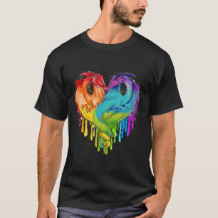 Lgbt Dragon Heart Rainbow Heart Dragon Lgbt Pride T-Shirt