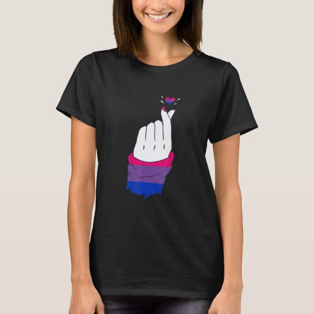 LGBT Finger Heart Bisexual LGBTQ Bisexual Flag Bis T-Shirt (Front)