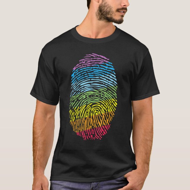 Lgbt Fingerprints Gay Pride Transgender Rainbow Le T-Shirt (Front)