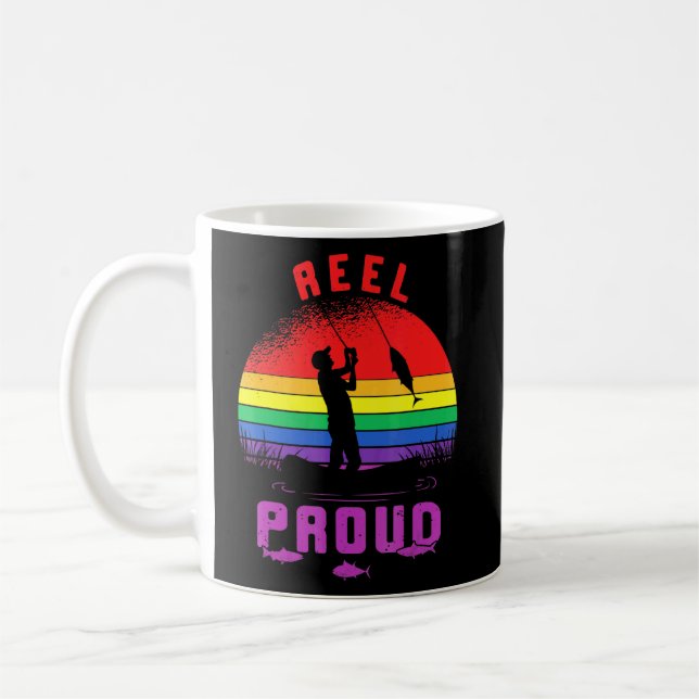 Lgbt Fishing Reel Proud Gay Angler Retro Queer Pri Coffee Mug (Left)