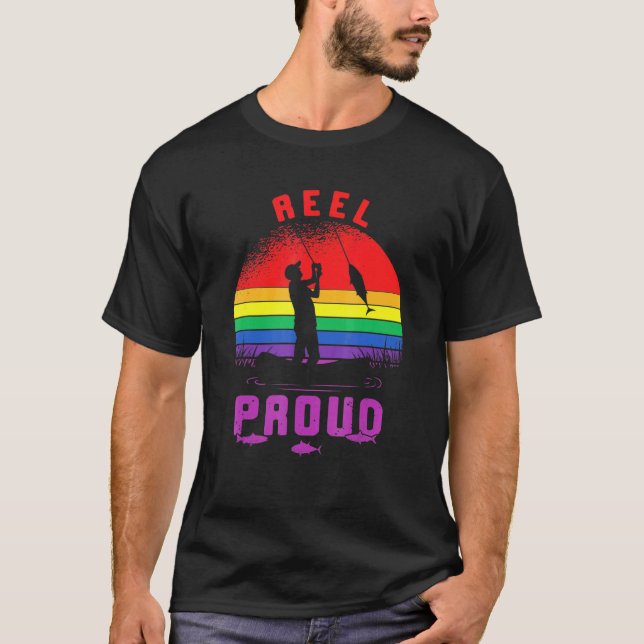 Lgbt Fishing Reel Proud Gay Angler Retro Queer Pri T-Shirt (Front)