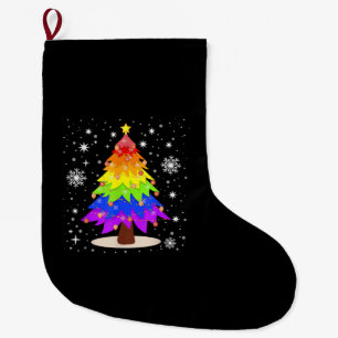 LGBT Flag Christmas Tree Merry Christmas Gay LGBT Large Christmas Stocking