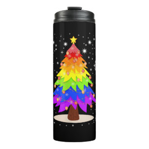LGBT Flag Christmas Tree Merry Christmas Gay LGBT  Thermal Tumbler