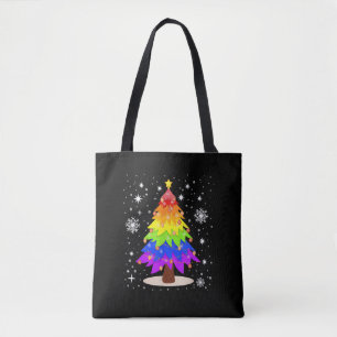 LGBT Flag Christmas Tree Merry Christmas Gay LGBT Tote Bag