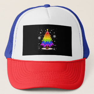 LGBT Flag Christmas Tree Merry Christmas Gay LGBT  Trucker Hat