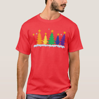 LGBT Flag Christmas Tree Merry Xmas Gay LGBT Pride T-Shirt