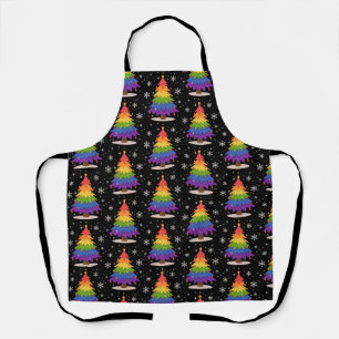 LGBT Flag Christmas Tree Merry Xmas Gay Pride Apron