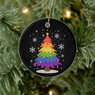 LGBT Flag Christmas Tree Merry Xmas Gay Pride  Ceramic Tree Decoration