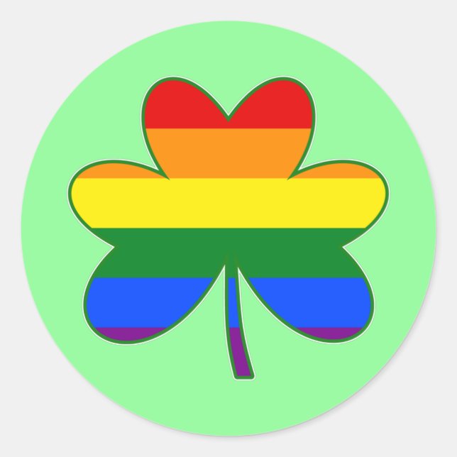LGBT Flag Colour Shamrock Classic Round Sticker (Front)