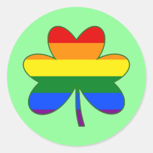LGBT Flag Colour Shamrock Classic Round Sticker