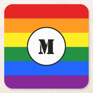 LGBT flag Drawstring Backpack Square Paper Coaster