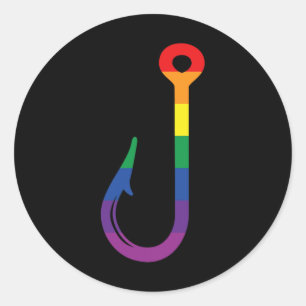 Lgbt Flag Fishing Hook Gay Angler Queer Pride Rain Classic Round Sticker