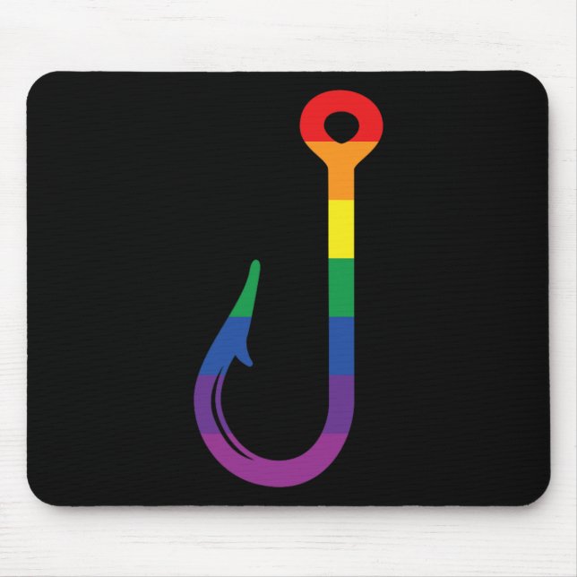 Lgbt Flag Fishing Hook Gay Angler Queer Pride Rain Mouse Mat (Front)