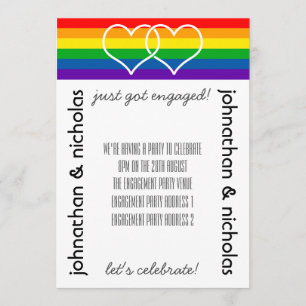 LGBT Flag Gay Engagement Party Invitation