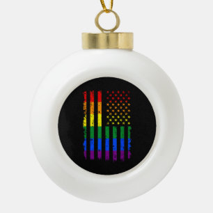 LGBT Flag Gay Pride Month Transgender Ceramic Ball Christmas Ornament