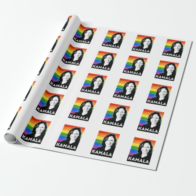 LGBT Flag - KAMALA HARRIS 2020 Wrapping Paper (Unrolled)