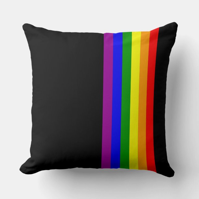 LGBT Flag on Black Cushion (Front)