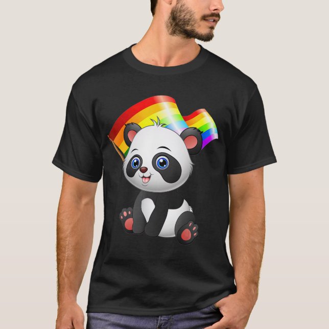 LGBT Flag  Panda Bear Gay Lesbian Men Women Gift T-Shirt (Front)